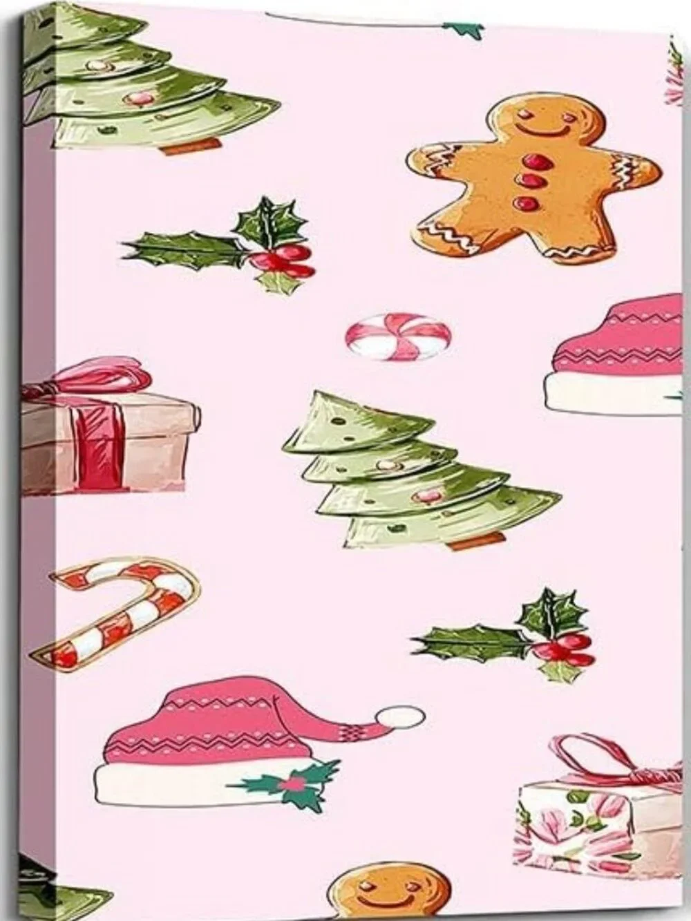 Pink Christmas Theme Canvas Wall Art - 3 Piece Set - 12